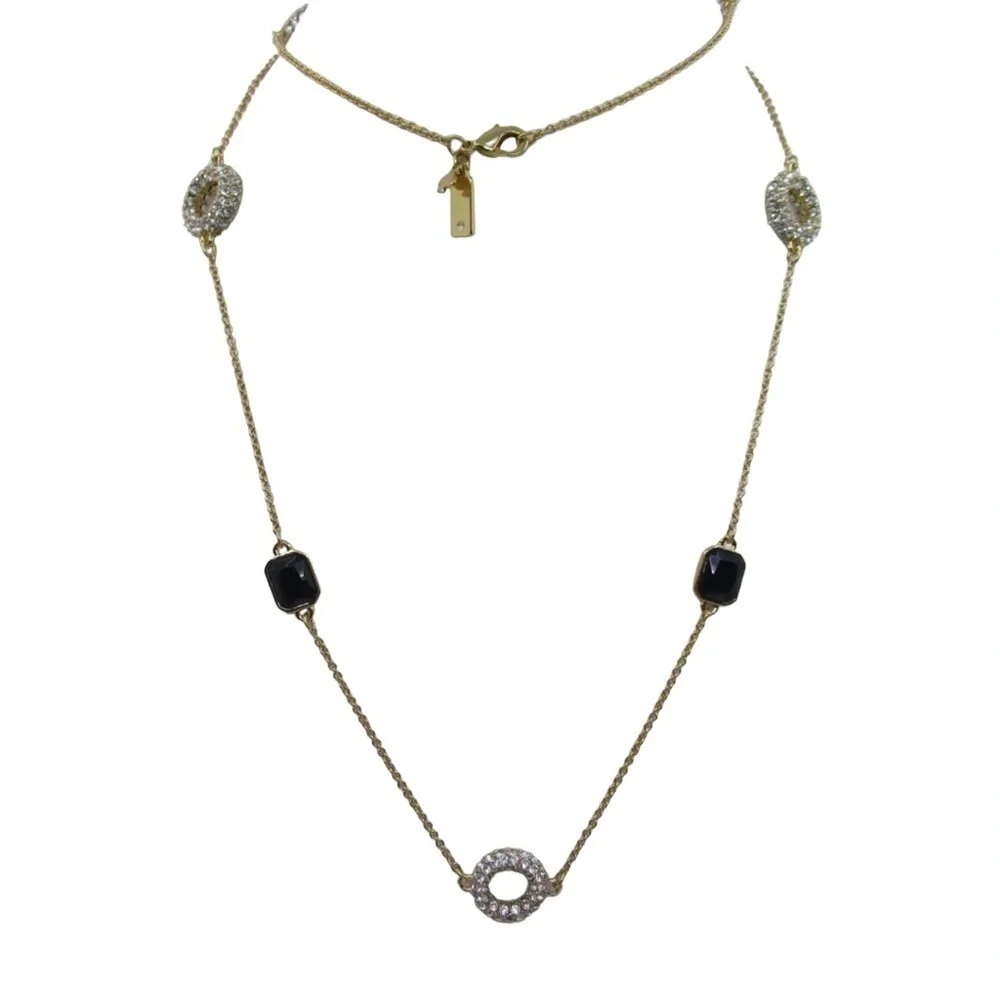 𝅺Kate Spade ♠️ Rhinestone & Black Stone Necklace